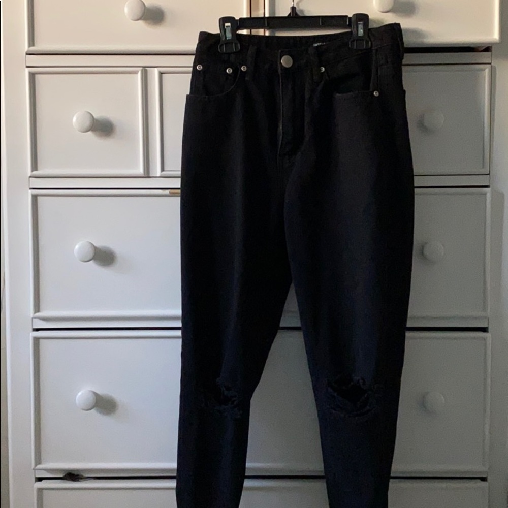 Black straight leg jeans
